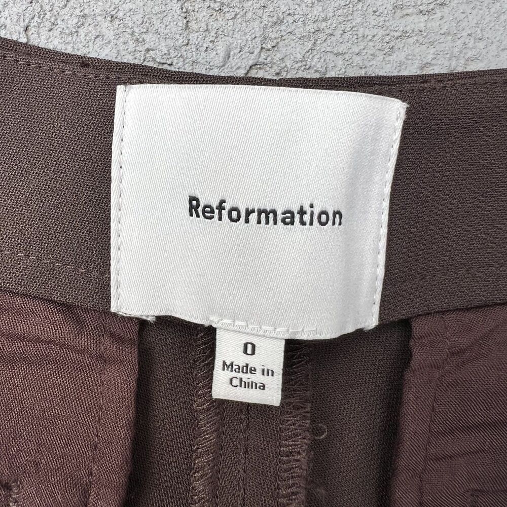 Reformation Vida Low Rise Long Pant Dark Brown-Size 0 - Picture 9 of 10